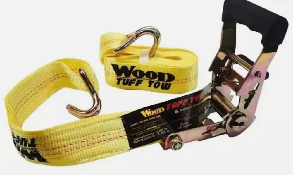 Woods Tuff Tow Heavy Duty Ratchet Tie Down Straps 1.5 Inches X 15 Ft.
