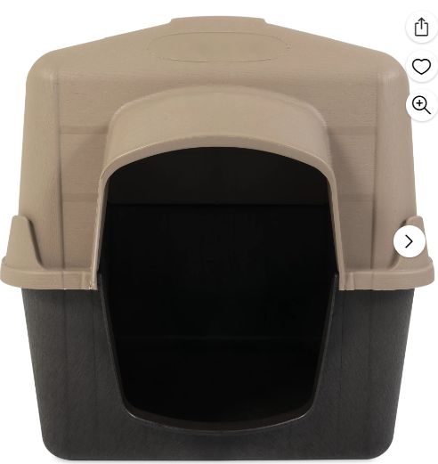 Aspen Pet Petbarn 3 Outdoor Durable Plastic Dog House, 38&quot; for Large Dogs 50 to 90 lb, Tan