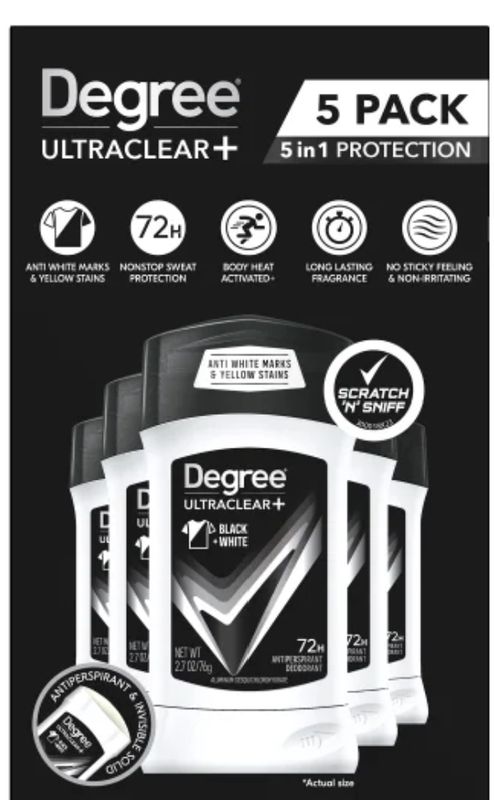 Degree Ultra Clear 5 Pk-Retail-$ 14.99