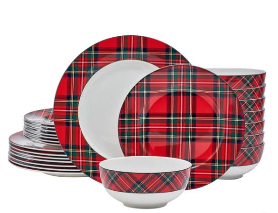 Mikasa Tartan Red 24-piece Bone China Dinnerware Set