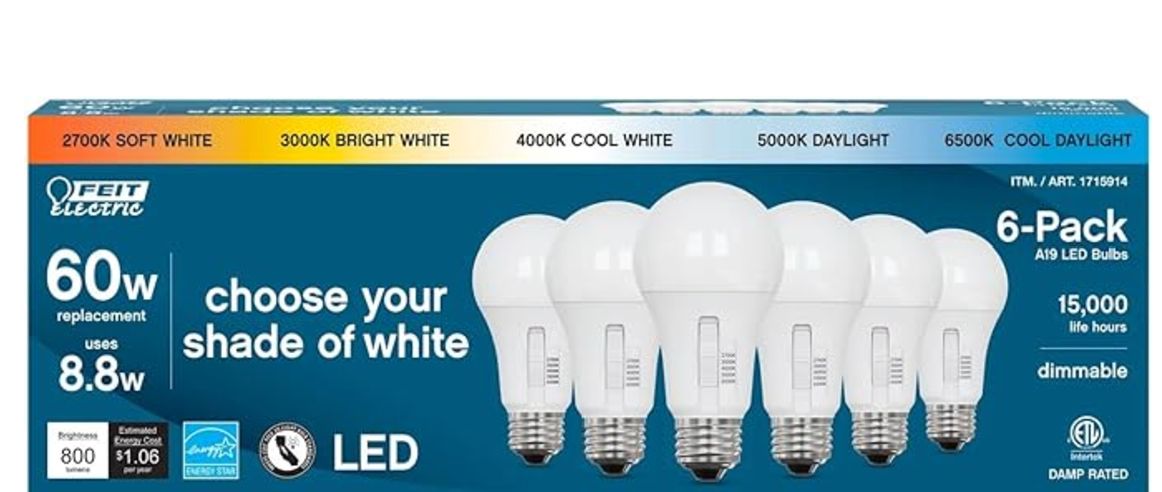 FEIT 60W 5-CCT 6PK-Retail-$ 9.99