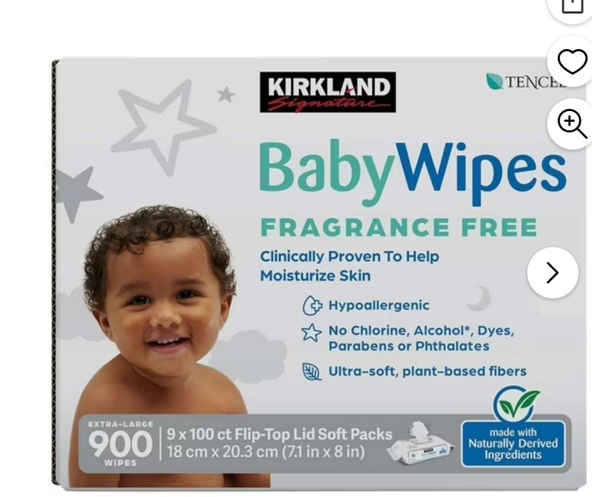 Kirkland Baby Wipes Fragrance Free 100.ct
