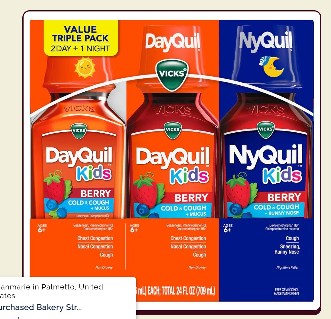 Nyquil Kids w Dayquil Berry Flavor 3 8 oz. Bottles-Retail-$ 18.99