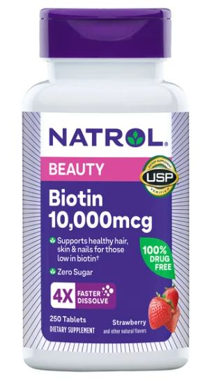 Natrol Biotin 10,000 mcg. Fast Dissolve Tablets, 250 Tablets