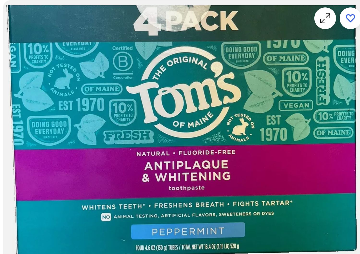 Tom&#39;s Antiplaque &amp; Whitening Toothpaste 4pk