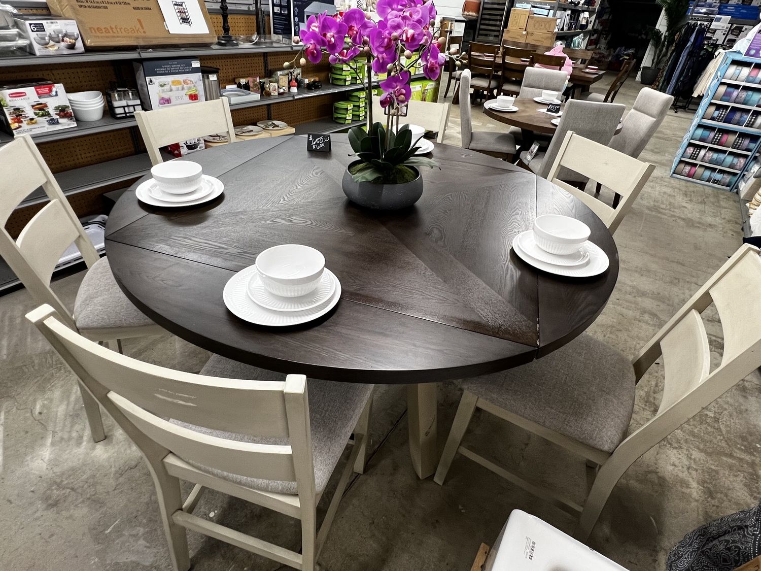 Easton 7-piece Square to Round Counter Height Dining Set