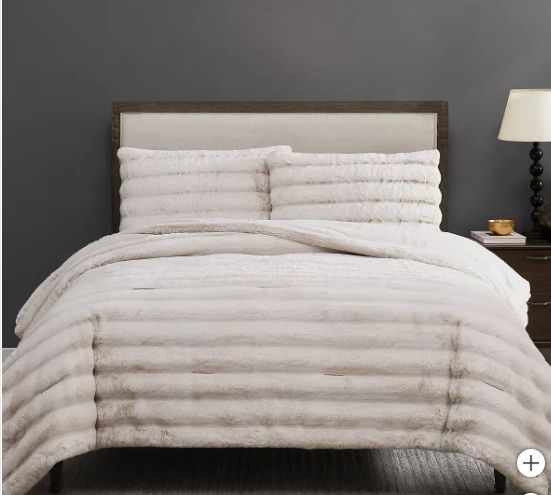 FRYE Channel 3-piece Faux Fur Comforter Set, Retail-289.00