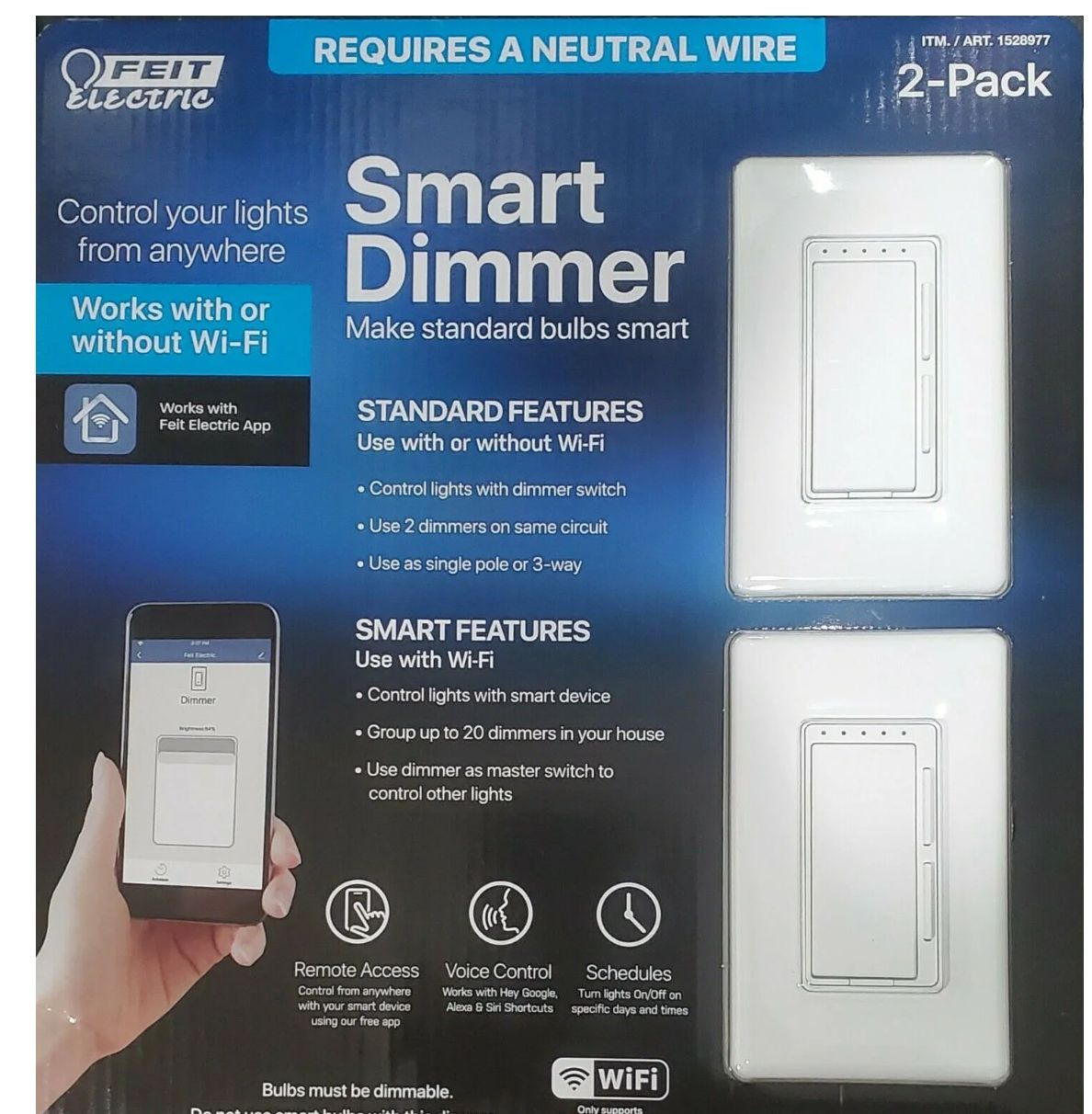 FEIT Electric Wi-Fi Smart Dimmer Also a Standard Timer