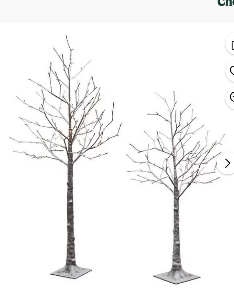 2 Flocked Trees with 296 warm white LED Lights