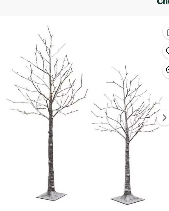 2 Flocked Trees with 296 warm white LED Lights