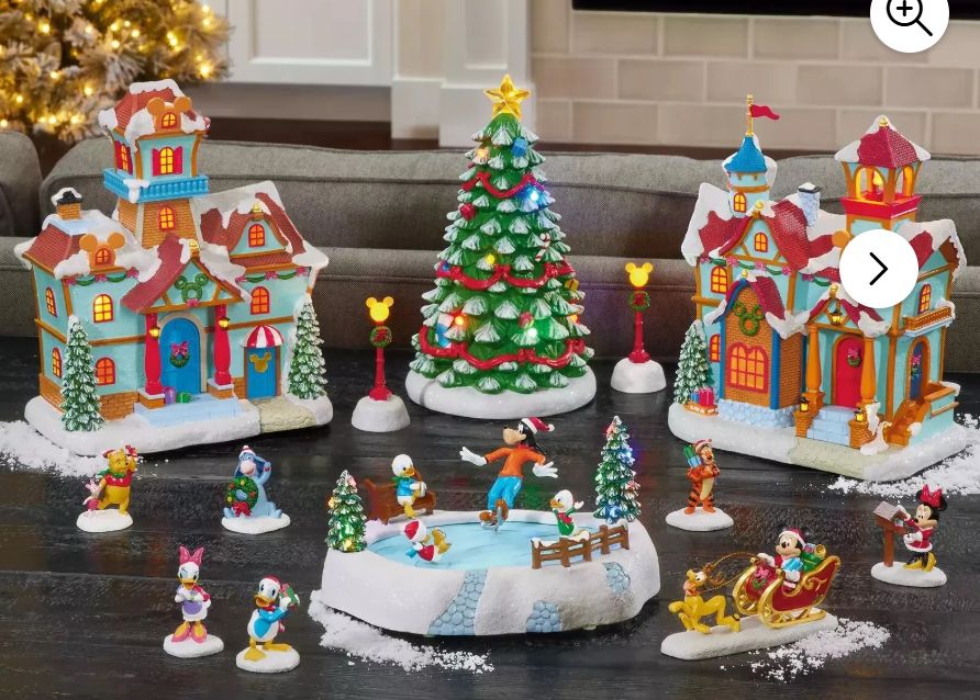Disney Christmas Village with Lights and Sound 13 Pc 1 house the lights do not work