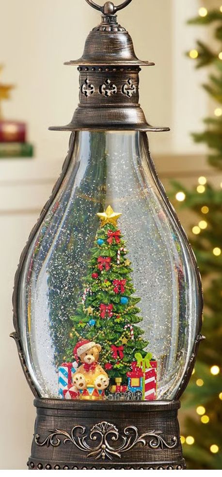 Holiday Lantern with LED Light Snow