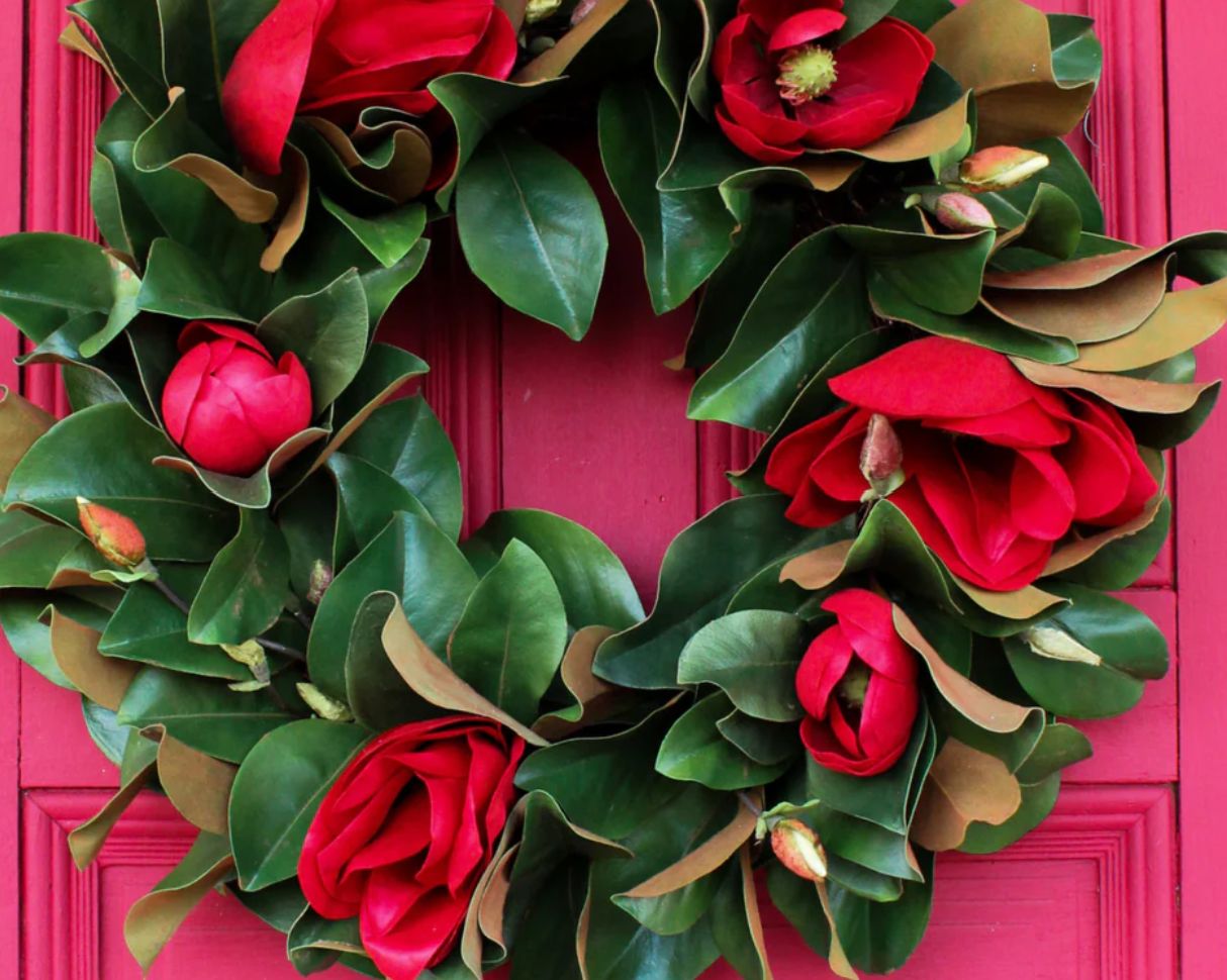 Magnolia Wreath with LED Lights