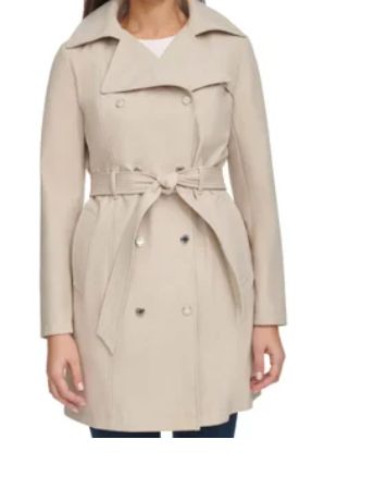 Calvin Klein Ladies Trench Coat Size Lg Color Beige