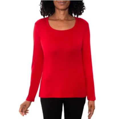 Mario Serrani Long Sleeve Knit Top RED Size Med