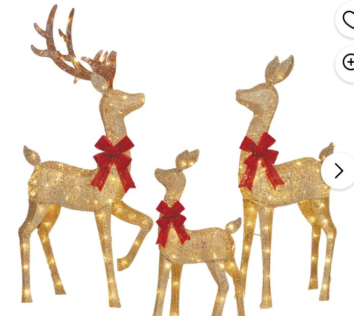 3 Lighted Outdoor  Reindeer Gold Color (picture Shown is not the actual Deer)