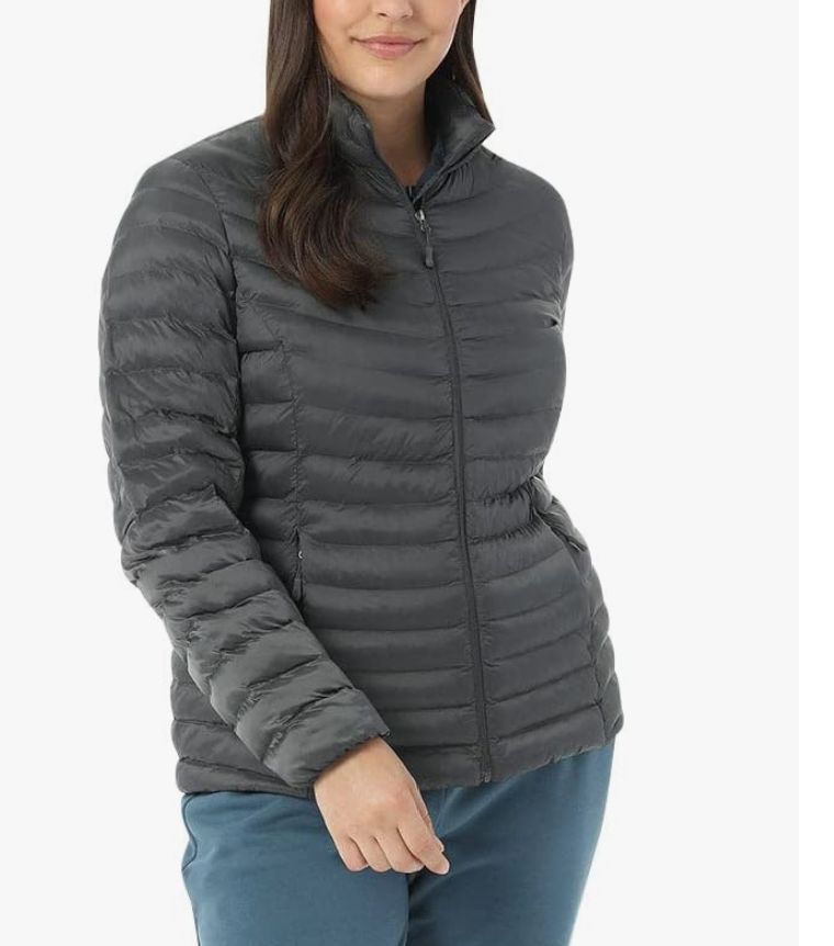 Ladies 32 Degrees Puffy Jacket Size Med Grey...Lining by bottom of zipper needs mended