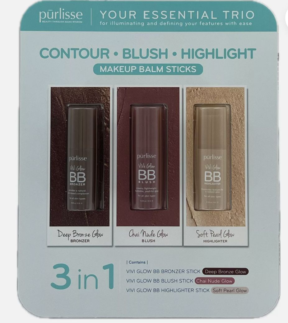 Purlisse Contour Blush Highlight Makeup Balm Sticks-Retail-$ 36.99
