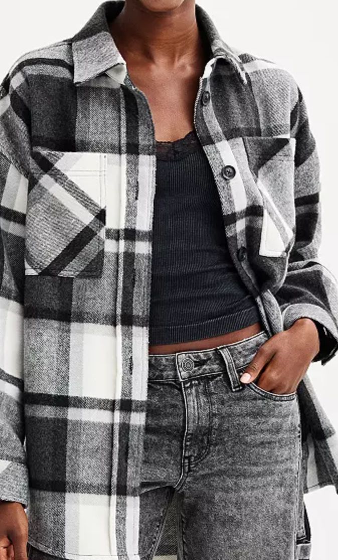 Steve Madden XS Shirt Jacket Blk/White