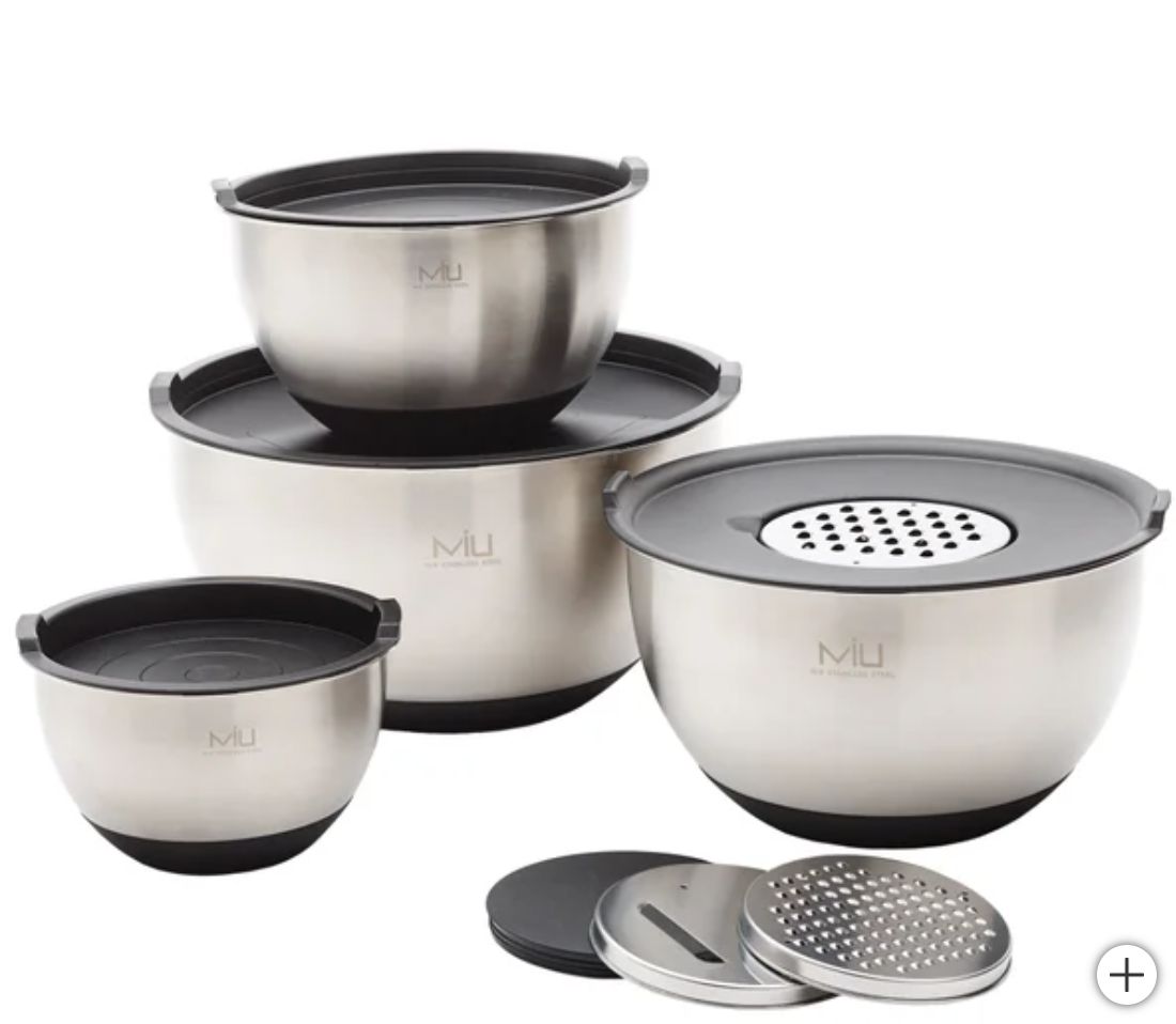 MIU Stainless Steel Mixing Bowl with Graters, Set of 8