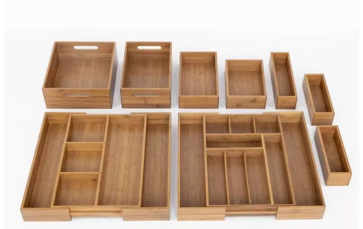Seville Bamboo Drawer Organizer Set 9pc