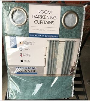 Thermal Balance Set of 2 Mineral Green Room Darkening Curtains Blocks 99% of Outside Light 84 Inch Panels