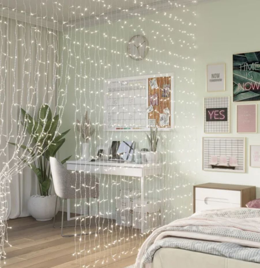 OVE Waterfall Curtain String Lights 1200 LED Bulbs with Remote Control