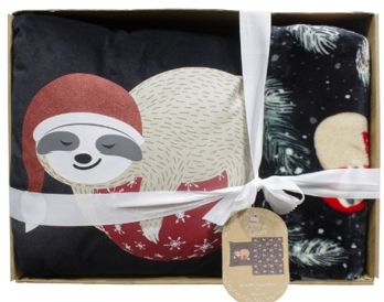 Sloth Pillow and Blanket Gift Set