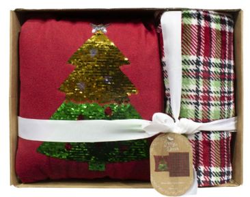 Christmas Tree Pillow and Throw Gift Set