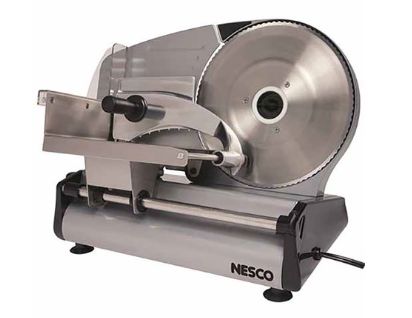 NESCO 8.6&quot; Food Slicer: Stainless Steel Electric Kitchen Slicer, 180W, Blade Guard, Silver