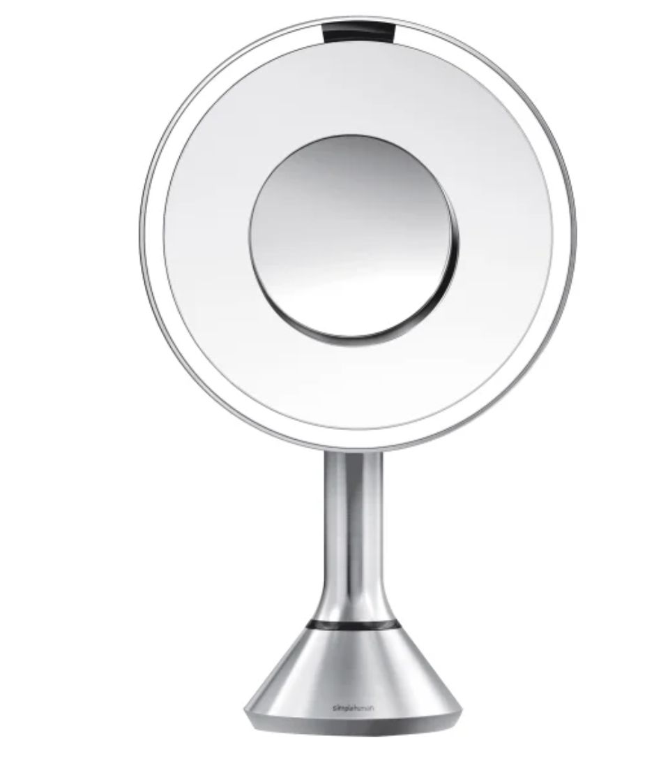 simplehuman 8” Round LED Sensor Mirror with 5x and 10x Magnification