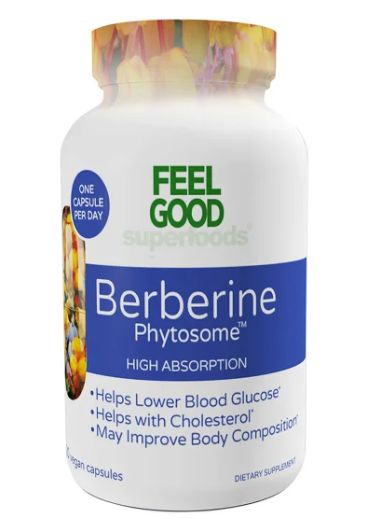 Feel Good Superfoods Berberine Phytosome High Absorption, 120 Vegan Capsules - Retail $36.99