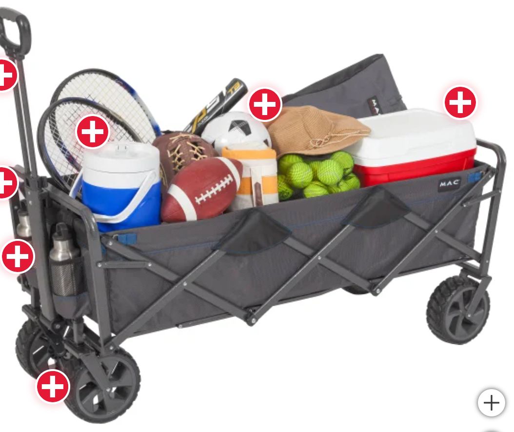 Mac Sports Deluxe Extended Folding Wagon with Brakes