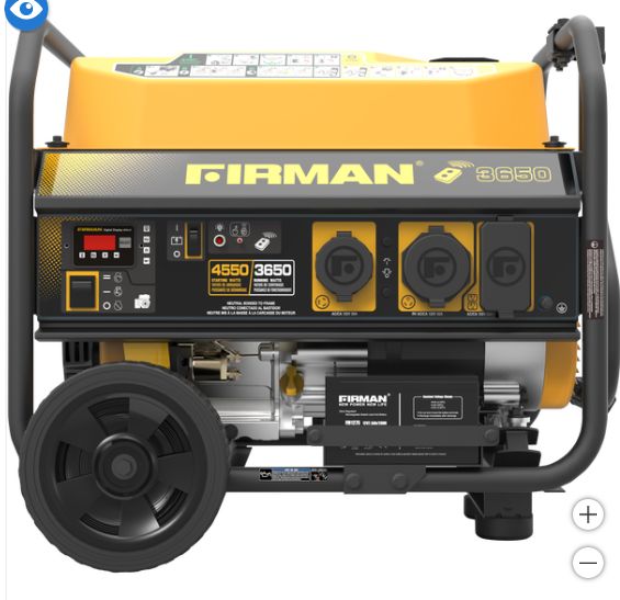 Firman 3650W Running / 4550W Peak Gasoline Powered Generator, Retail $449.99