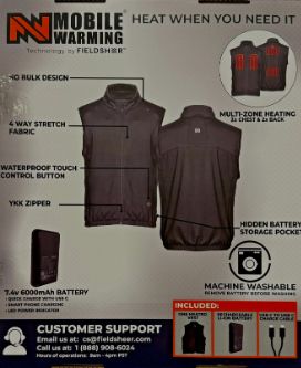 Mobile Warming 7.4V Unisex Peak Heated Vest Black Size
