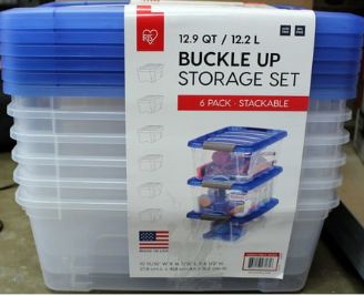 IRIS 12.9 Quart Buckle Up Storage Bin, 6-pack