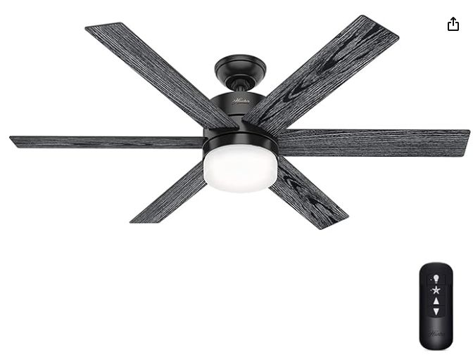 Hunter Fan 54 inch Casual Matte Black Indoor Ceiling Fan with Light and Remote Control -  Retail $219.99
