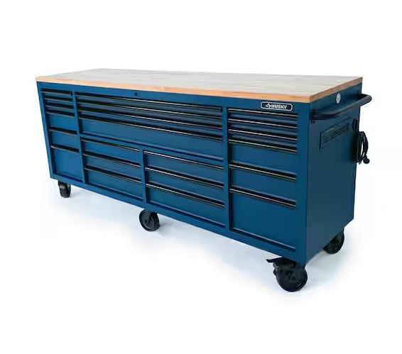 Tool Box Husky 84 in. W x 24 in. D Matte Blue , Retail $1598.