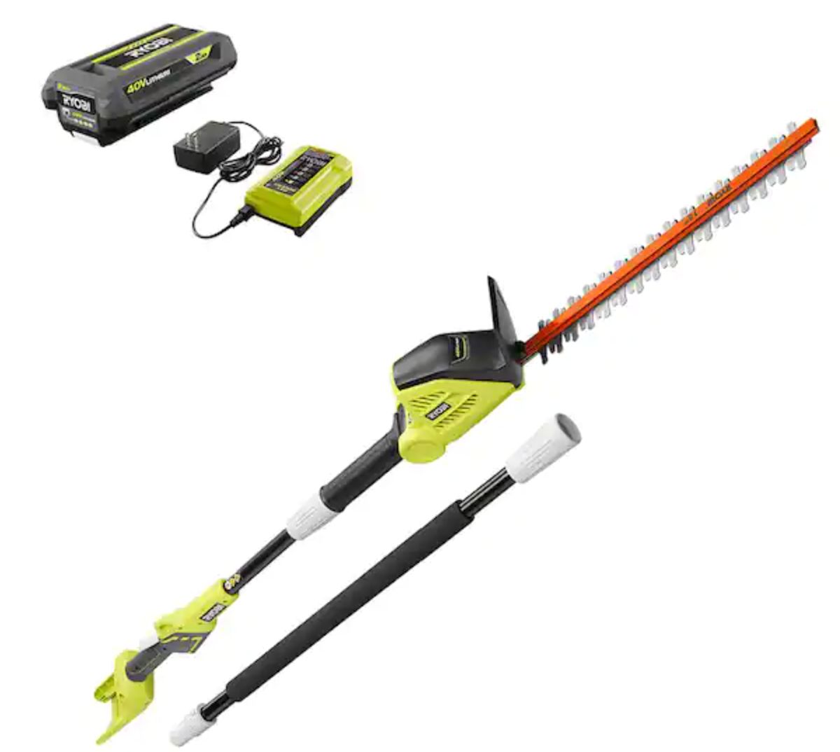 RYOBI 40V 18 in. Cordless Battery Pole Hedge Trimmer with 2.0 Ah Battery and Charger