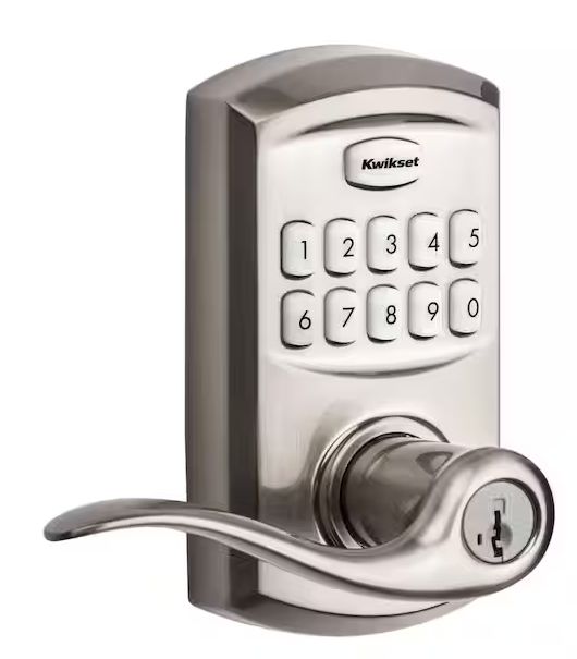 Kwikset 917 SmartCode Satin Nickel Keypad Electronic Single-Cylinder Tustin Door Handle Featuring SmartKey Security - Retail $144.00