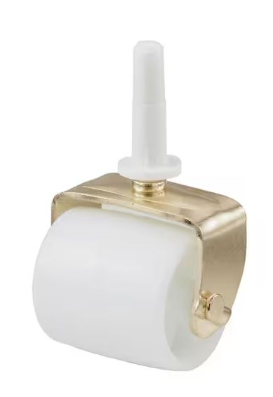 Shepherd 2-1/8 in. White Plastic and Gold Steel Bed Frame Swivel Stem Caster with Sockets and 125 lb. Load Rating (2-Pack) - Retail $8.69