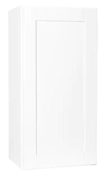Hampton Bay Shaker 18 in. W x 12 in. D x 36 in. H Assembled Wall Kitchen Cabinet in Satin White-B - Retail $132.87