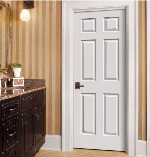 JELD-WEN 36 in. x 80 in. 6 Panel Colonist Primed Left-Hand, Retail $146. Door