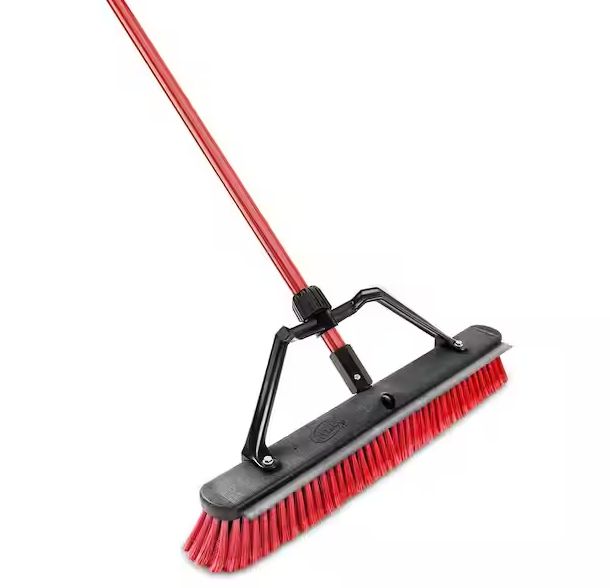Libman 24 in. High Power Heavy-Duty Multi-Surface Squeegee Push Broom with Brace and Steel Handle - Retail $24.97
