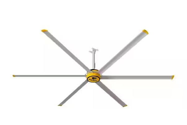 Big Ass Fans 3600 12 ft. Indoor Yellow and Silver Aluminum Shop Ceiling Fan with Wall Control - Retail $3,569.15