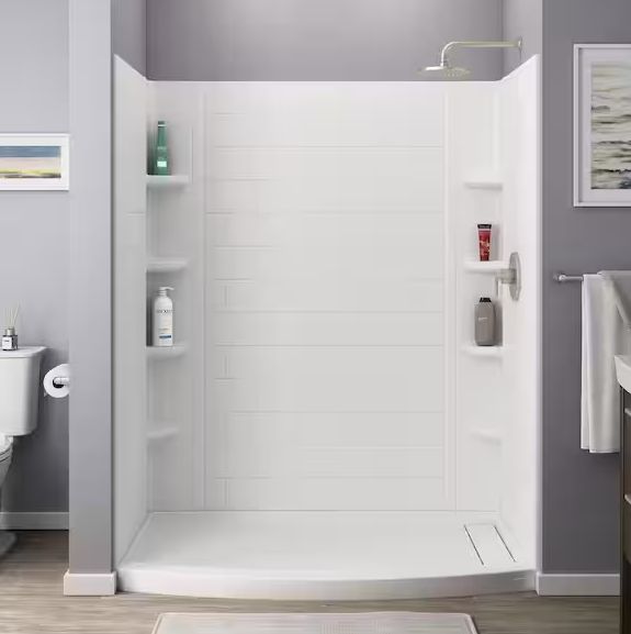 American Standard Ovation Curve 60 in. W x 72 in. H 3-Piece Glue Up Alcove Subway Tile Shower Walls in Arctic White - Retail $459.00