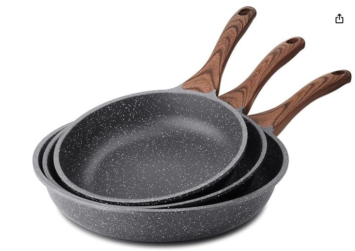 SENSARTE Nonstick Frying Pan Skillets, Swiss Granite Coating Omelette Pans, Healthy Cookware Chef&#39;s Pan,(9.5+11+12.5 Inch) - Retail $69.99