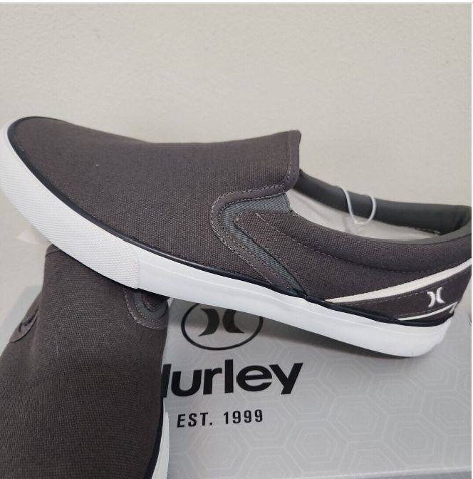 Hurley Men S Arlo Slip on Gray Casual Canvas Shoes Sneakers ,Retail $22.99