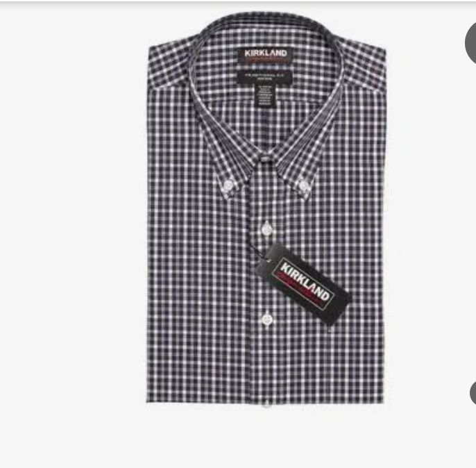 Kirkland Signature Men’s Traditional Fit Dress Shirt, Red Blue Check, Retail $24.99