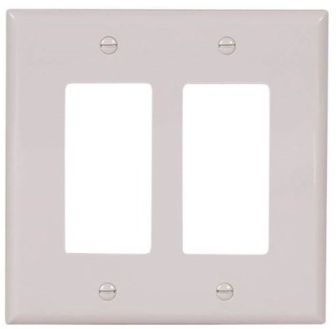 Eaton Midsize White Polycarbonate Indoor Decorator Wall Plate, Number of Gangs:: 2